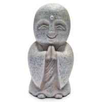 Siv kipec Jizo Bodhisatva s sklenjenimi rokami v Namaste pozi