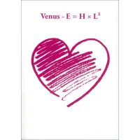 Naslovnica knjige E = H x L na 2 avtorja Venusa, ki simbolizira zlitje znanstvenih simbolov in duhovnega prebujenja.