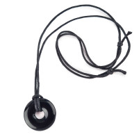 obesek črni obsidijan donut