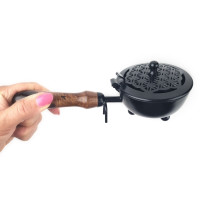 Posodica za kadila - kadilnica z lesenim ročajem Roža življenja, železna