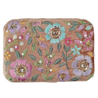 Žametna šatulja za nakit ali tarot karte v bež barvi - Cvetlice