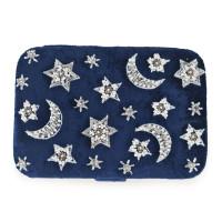 Žametna šatulja za nakit ali tarot karte v temno modri barvi - Luna in zvezde