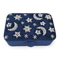 Žametna šatulja za nakit ali tarot karte v temno modri barvi - Luna in zvezde