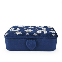 Žametna šatulja za nakit ali tarot karte v temno modri barvi - Luna in zvezde