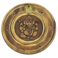 Podstavek za dišeče palčke in stožce Ganeš, okrogel, lesen