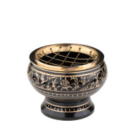 Brass incense holder with mesh, black gold 3