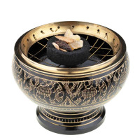 Posodica za kadila z mrežico, črno zlata - večja 1