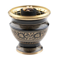 Posodica za kadila z mrežico, črno zlata - višja 2