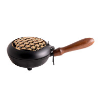 Flower of Life incense burner with wooden handle, iron