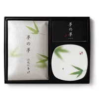 Gift set - Yume-No-Yume - Bamboo leaf - incense sticks and ceramic holder