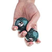 Kitajski masažni Baoding kroglici Jin Jang zeleni 4 cm