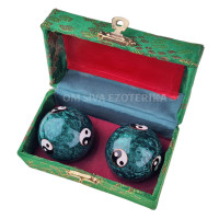 Kitajski masažni Baoding kroglici Jin Jang zeleni 4 cm
