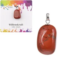 Red jasper pendant, silver - Willpower