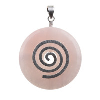 Rose quartz pendant 4 cm on a silver spiral