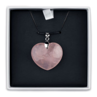 Heart pendant - rose quartz (28mm), 4.2cm, rhodium-plated silver 925