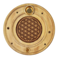 Round holder for incense sticks Flower of life, wood