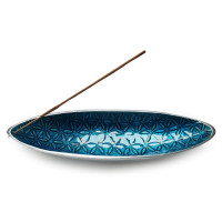 Incense Stick and Cone Holder - Flower of Life - turquoise