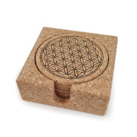 Podstavki iz plute za kozarce ali skodelice Roža življenja Set 6 kosov