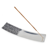 Incense holder for incense sticks with the Flowers of Life engraving - white metal