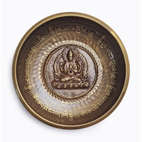 Tibetan singing bowl with Buddha and Khetcheri mantra