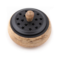 Incense burner from mango wood with cover