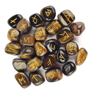 Runski kamni iz tigrovega očesa z zlatimi gravurami