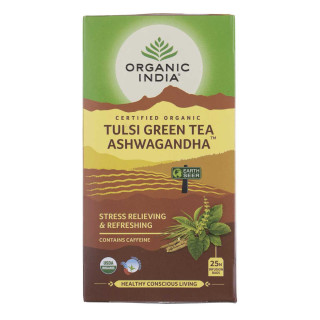 Čaj Tulsi Green Tea Ashwagandha - sveta bazilika z zelenim čajem in ašvagandho - čajne vrečke