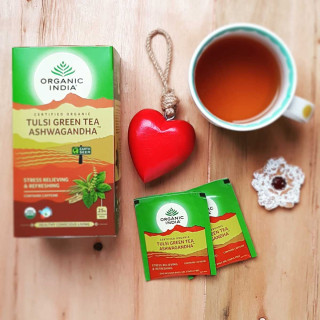 Čaj Tulsi Green Tea Ashwagandha - Tulsi z zelenim lajem in ašvagandho - čajne vrečke