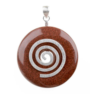 Pendant with Red Jasper, 4 cm, on a silver spiral