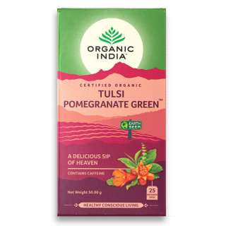 Čaj Tulsi Pomegranate Green - Tulsi z granatnim jabolkom in z zelenim čajem 25 čajnih vrečk