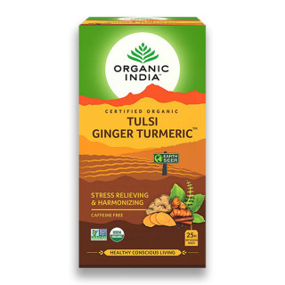 Čaj Tulsi Turmeric Ginger - Tulsi s kurkumo in  ingverjem - Organic India - 25 čajnih vrečk