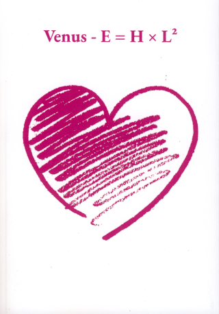 Naslovnica knjige E = H x L na 2 avtorja Venusa, ki simbolizira zlitje znanstvenih simbolov in duhovnega prebujenja.