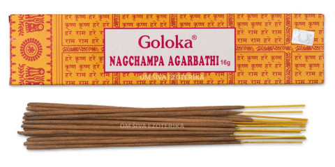 Rumena embalaža za ročno valjane dišeče palčke Goloka Nagchampa, 16 g