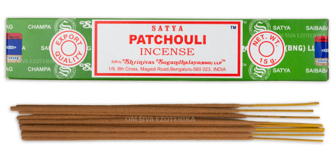 Zelena embalaža dišečih palčk Satya Patchouli, 15 g