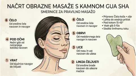 Skica s smernicami za masažo s gua sja kamnom iz kitajskega žada