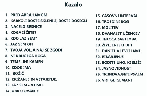 kazalo
Tvoja vera je tvoja usoda