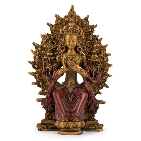 Večbarven kipec Buda Maitreja, 15 cm, sedeč v meditativnem položaju.