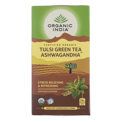 Čaj Tulsi Green Tea Ashwagandha - sveta bazilika z zelenim čajem in ašvagandho - čajne vrečke