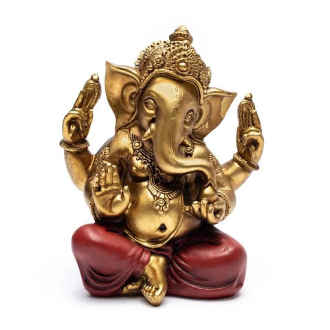 Kip Ganeš (Ganesha), zlata barva, sedeč, božanstvo modrosti in odstranjevalec ovir