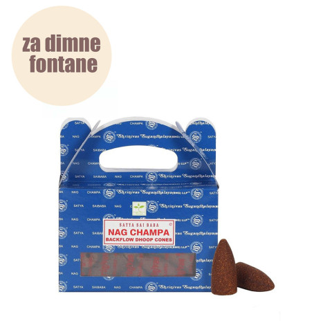 Dišeči stožci backflow Satya Sai Baba Nag Champa 75 g - za vzvratno dimljenje