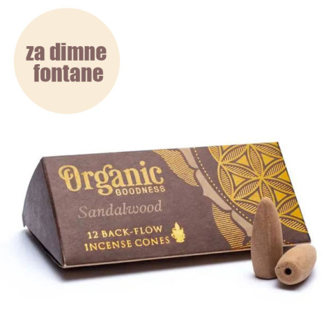 Dišeči stožci backflow Organic Goodness Sandalwood - sandalovina - za povratno dimljenje