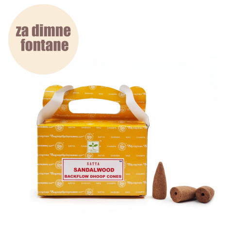 Dišeči stožci backflow Satya Sandalwood - Sandalovina 24 kosov - za povratno dimljenje