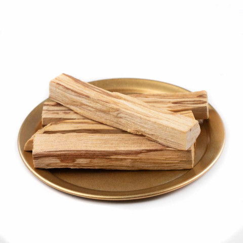 Palo santo sveti les, kadilne palčke na zlatem kovinskem podstavku
