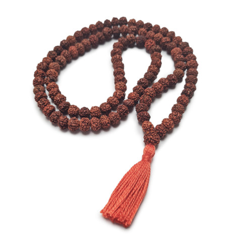 Rudraksha mala meditation necklace, 7 mm