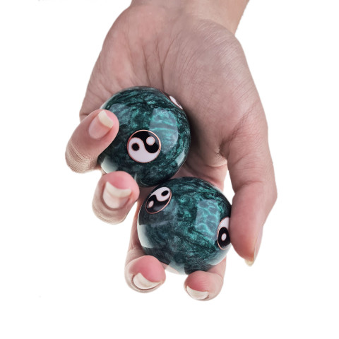 Kitajski masažni Baoding kroglici Jin Jang zeleni 4 cm