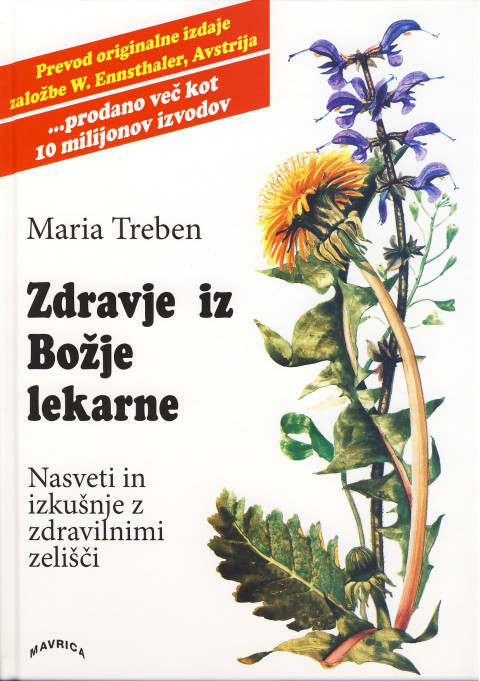 Knjiga Zdravje iz Božje lekarne avtorice Marie Treben, ki prinaša strokovne nasvete in izkušnje z uporabo zdravilnih zelišč.