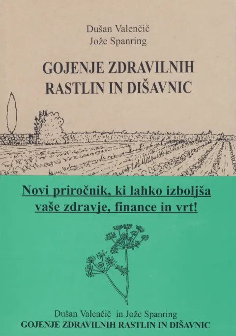 Naslovnica knjige Gojenje zdravilnih rastlin in dišavnic avtorjev Dušana Valenčiča in Jožeta Spanringa