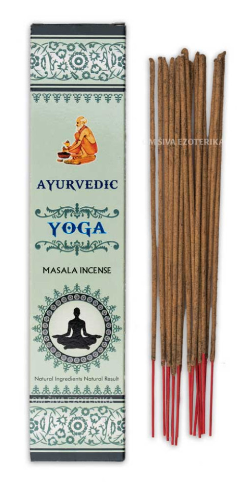 Svetlo modra embalaža dišečih palčk iz linije Ayurvedic Yoga, 15 g.