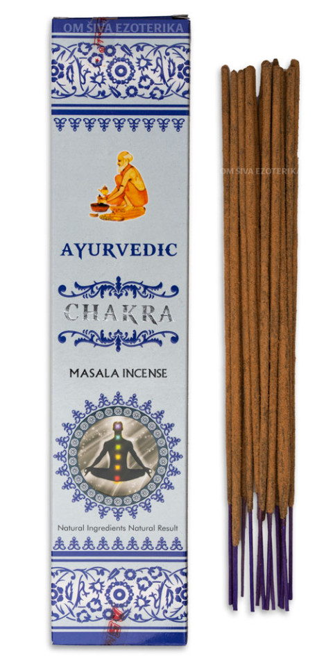 Svetlo modra embalaža dišečih palčk iz linije Ayurvedic Chakra, 15 g