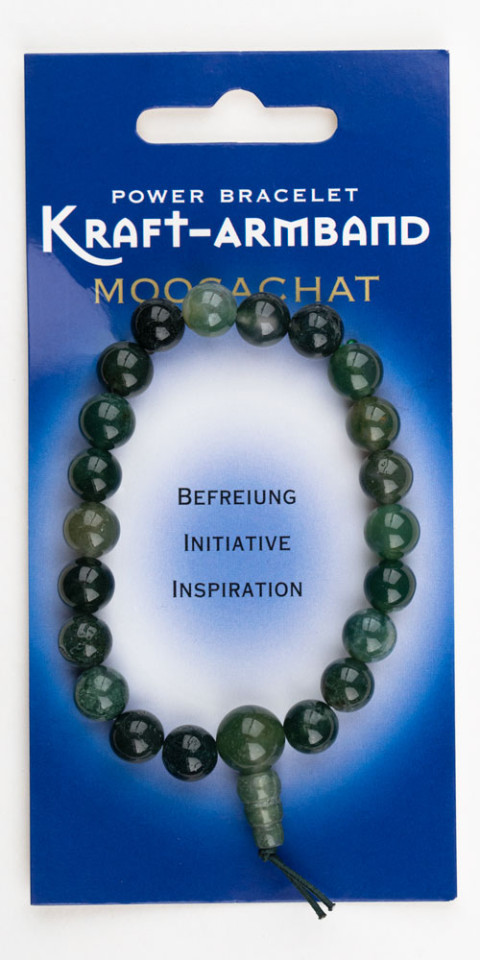 Energijska zapestnica moči Mahovni ahat (Power Bracelet) – 8 mm kroglice, lastnosti: osvoboditev, iniciativa, navdih, čustveno ravnovesje, pogum